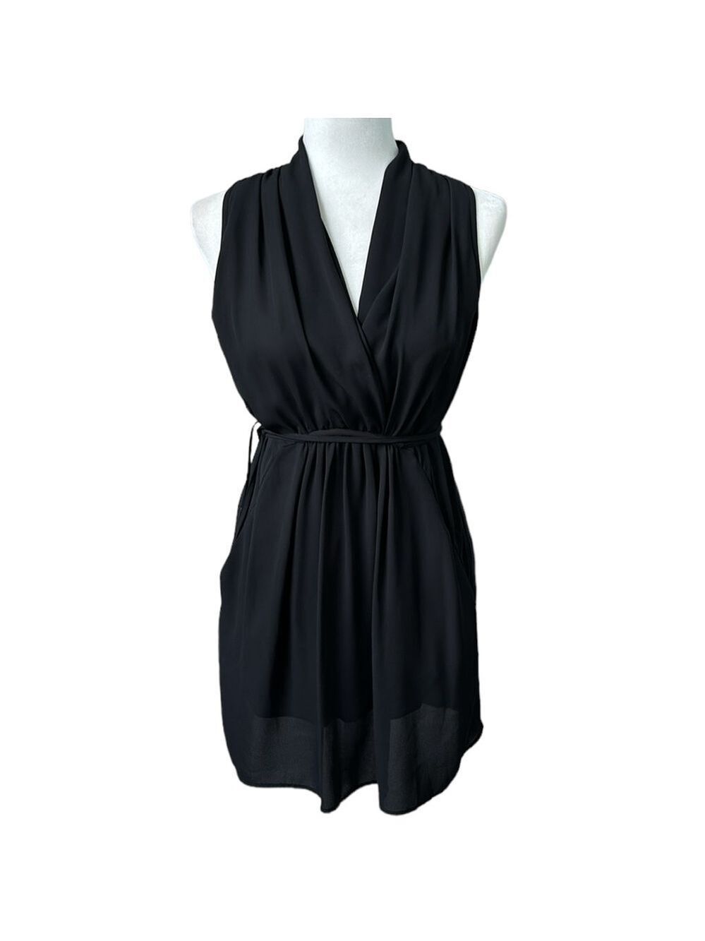 Aqua Bloomingdale's Faux Wrap Mini Dress Black Size XS - Picture 2 of 13